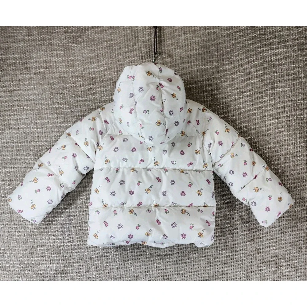 Hello Kitty Girls Puffer Jacket Coat Toddler 3T Hooded‎ Insulated Full Zip EUC